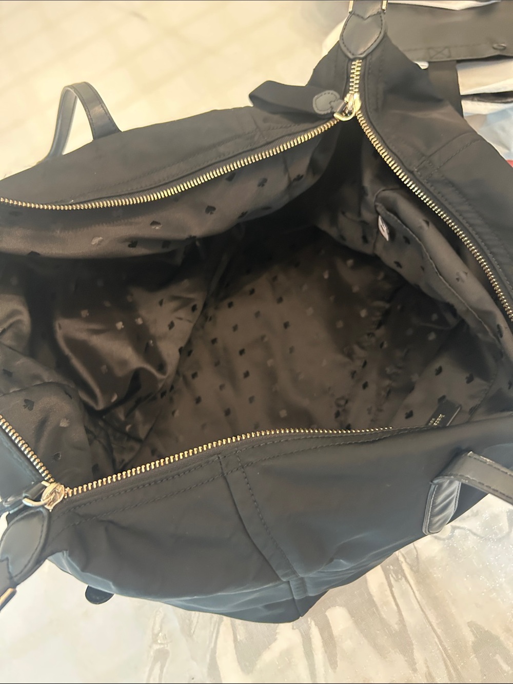 kate spade New York Black Tote Bag zippered large overnight Preowned - Picture 12 of 16